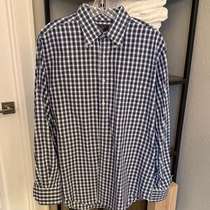 Classic Navy Checkered Button-Down Shirt